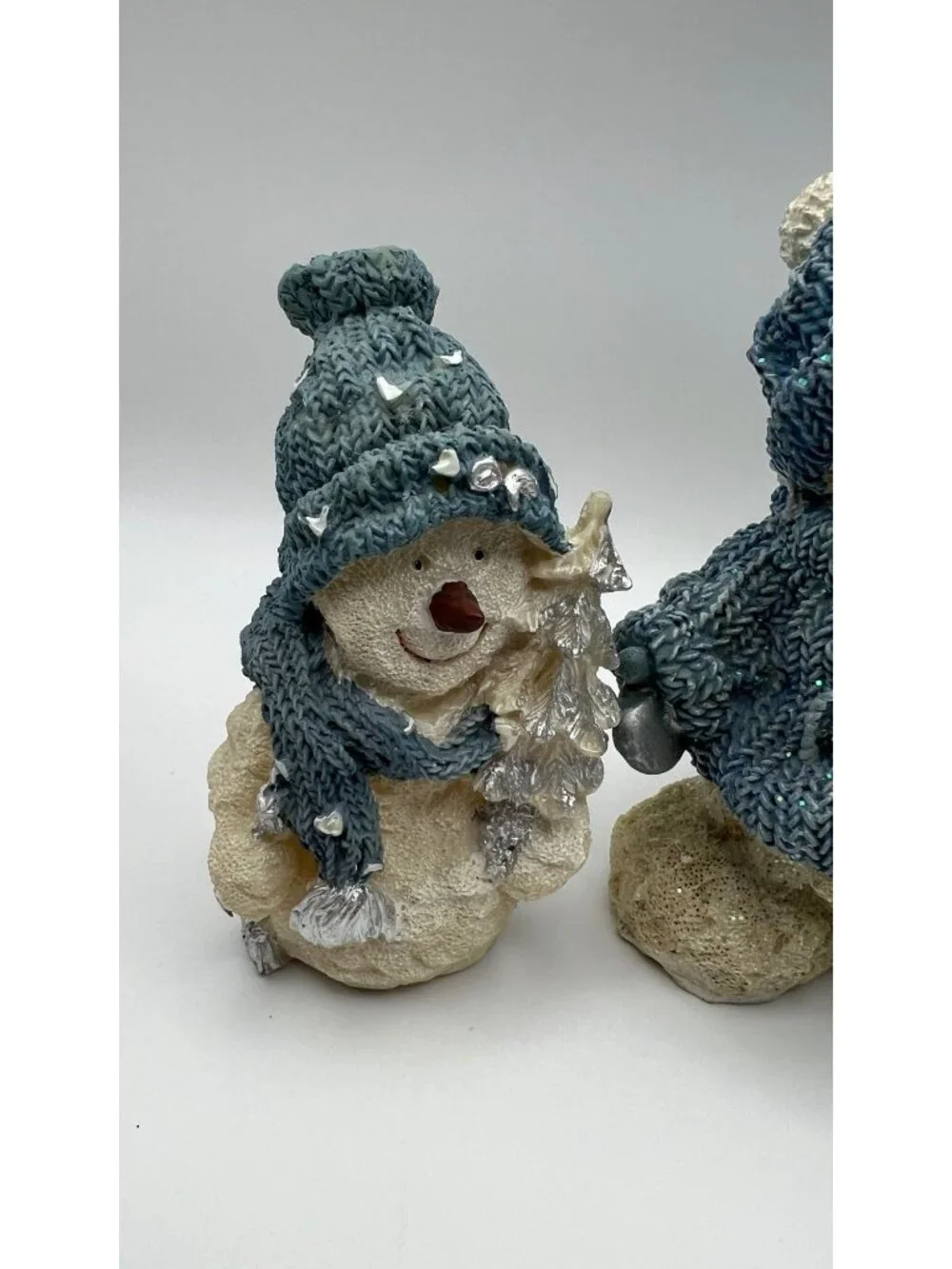 Snowman Figurine Set Of 3 With Cozy Knit Hat Details